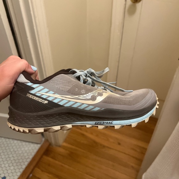 Saucony Women's Peregrine Brown and Light Blue Hiking Shoes Size 9W - Picture 3 of 11